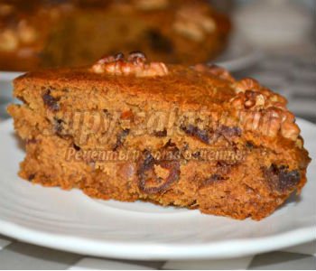 Постный финиковый кекс с корицей и грецким орехам. Рецепт с пошаговыми фото